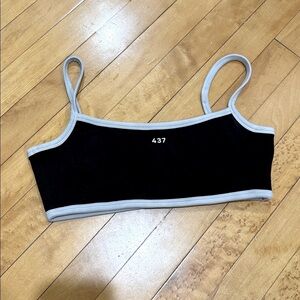 Chic Black Sports Bra with White Trim